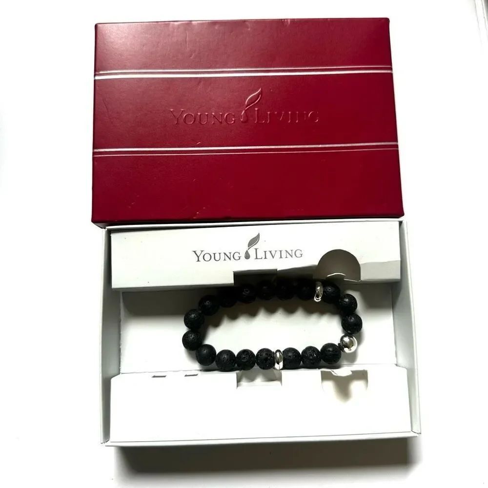 Young Living lava bead silver tone bracelet